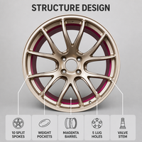 Velg Mobil Sport Sedan Mewah Supercar Stance, Bahan Aluminium Forged, Cekung Dalam, Warna Gold Magenta, Ukuran 18-22 Inch untuk Mercedes Audi