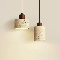 Lampe suspendue cylindrique en pierre naturelle, kit d'éclairage en bois de noyer, lampe suspendue rétro, éclairage suspendu nordique pour îlot de cuisine