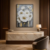 Peinture à l'huile abstraite moderne de fleurs sur toile avec impression numérique 6 couleurs pour décoration murale de salon, cadre toutes saisons