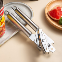 Ouvre-boîte manuel multifonctionnel en acier inoxydable avec bouton rotatif facile pour la cuisine