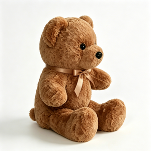 Ours en peluche classique marron personnalisé - Jouet en peluche doux et moelleux avec nœud en ruban de satin, adorable ours en peluche assis - Product Image 4