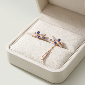 Tremendous Quality Wholesale Manufacturer Export <b>Fine</b> Jewelry 18K Solid Rose Gold Real Natural Diamonds Sapphire Drop <b>Earrings</b> - Product Image 3