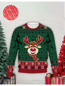<span class=keywords><strong>Pull</strong></span>-over d'hiver pour homme, personnalisé, respirant, anti-plis, en tricot jacquard à imprimé animal, à manches longues, style décontracté et festif <span class=keywords><strong>de</strong></span> Noël - Product Image 4