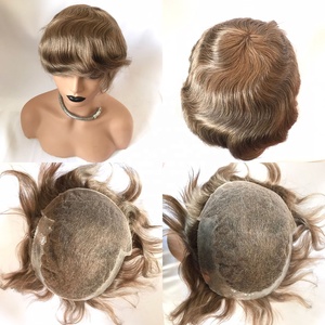 Perruque naturelle indienne pour hommes, 10*8 pouces, dentelle française, système de remplacement Q6, cheveux humains, toupet à nœuds blanchis, tendance 2020 - Product Image 5