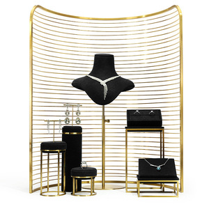 Jourbon nhung hiển thị đồ trang sức đứng sợi nhỏ Cửa hàng đồ nội thất cổ đứng Set cho đồ trang sức <span class=keywords><strong>container</strong></span> - Product Image 1