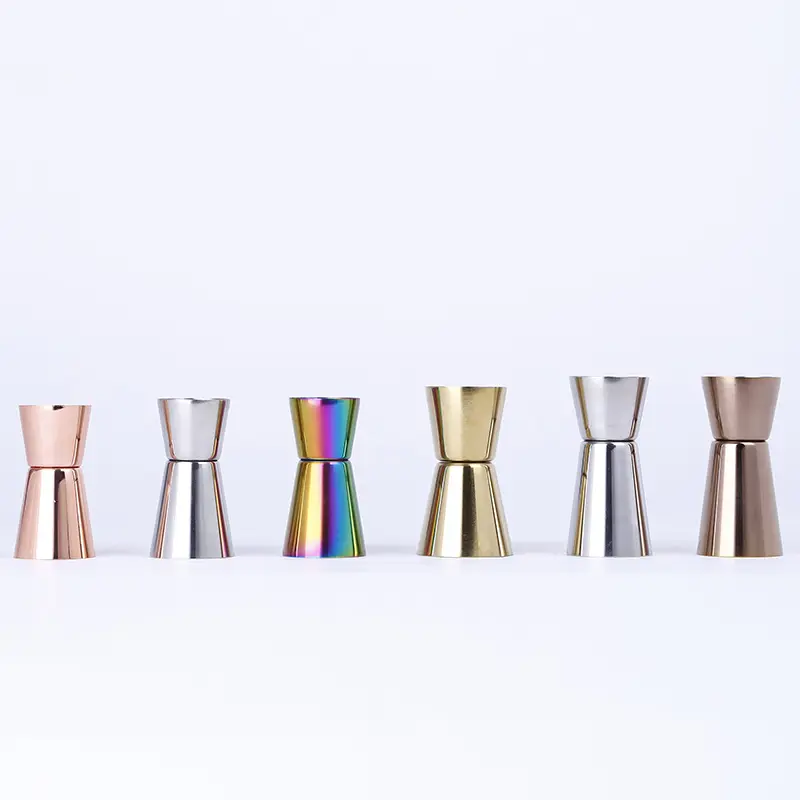 liante straight stainless steel ounces cup double head crimped measuring glass Mini White Wholesale