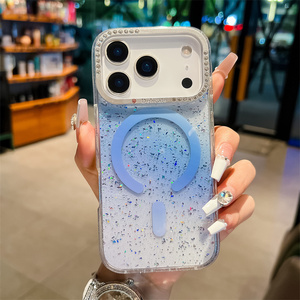 เคสโทรศัพท์มือถือ iPhone 17 16 15 14 Pro Max ลายกลิตเตอร์รุ้งเพชรแม่เหล็ก พร้อมเลนส์กล้องไล่เฉดสีแบบ Ombre  ฝาหลังแบบ Bling Gradient - Product Image 3