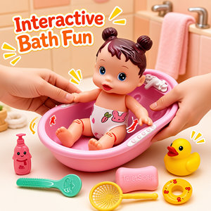 Juego de Juguetes de Baño <span class=keywords><strong>para</strong></span> Bebés, Patito Amarillo Chirriante, Juego de Imitación <span class=keywords><strong>para</strong></span> Niños, Plástico Suave Flotante, Logotipo Personalizado, Unisex, Regalo al por Mayor - Product Image 2