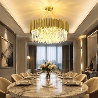 Lustre de luxe en cristal doré de style moderne pour salon, grande lampe de mariage, luminaires suspendus en acier inoxydable