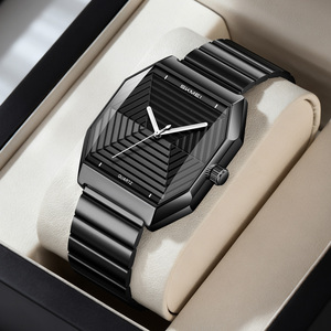 รับผลิตแบบ OEM/ODM นาฬิกาควอตซ์ผู้ชายสุดหรู สายสแตนเลส หน้าปัดลายเรขาคณิต ดีไซน์โดดเด่น นาฬิกาข้อมือสำหรับนักธุรกิจ ขายส่ง - Product Image 4