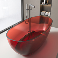 Baignoire autoportante moderne et écologique en résine avec massage et égouttoir pour salle de bain