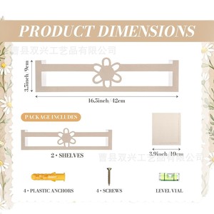 Wooden Floating Wall Shelf Rectangle Wall Mounted Storage Rack For Room <b>Decoration</b> Bedroom Living Room Cafe - Product Image 3