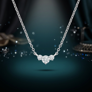Collier à trois grappes de diamants de laboratoire ronds, pendentif minimaliste de créateur, or 10K 14K 18K, argent 925 935, cadeau de mariage unisexe - Product Image 1