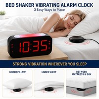 Jam Alarm Meja Digital dengan Lampu Malam, Getaran untuk Tidur Nyenyak, Angka Besar, OEM ODM Kustomisasi