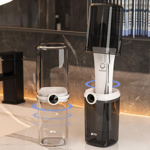 Ordo – étui à brosse à dents portable avec gobelet, boîte de rangement translucide noir et blanc pour soins bucco-dentaires, pour dentifrice et brosse - Product Image 5