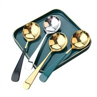 Cuillère à soupe, café et dessert pour enfants Q304, grande, créative, style nordique, en métal poli à contraste de couleurs, avec base en forme de roue