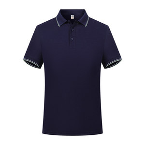 เสื้อโปโลสีพื้นผ้าฝ้ายแต่งขอบตัดกัน แขนสั้น ชุดทำงานฤดูร้อน สกรีนโลโก้ตามสั่ง - Product Image 4