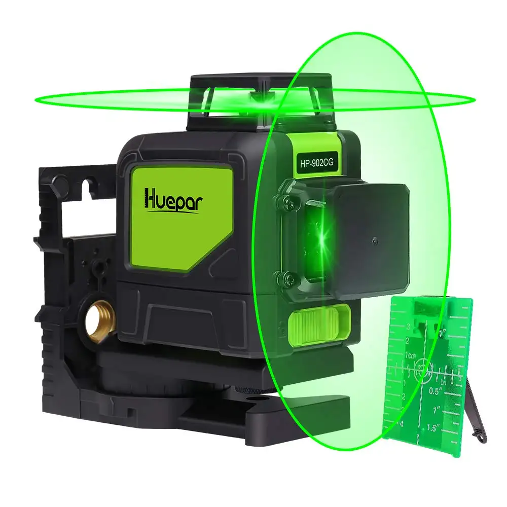 Huepar 8 satır mini lazer seviyesi 360 kendinden tesviye çapraz yeşil lazer seviyesi 360 derece dikey yatay Nivel lazeri yeşil ışın