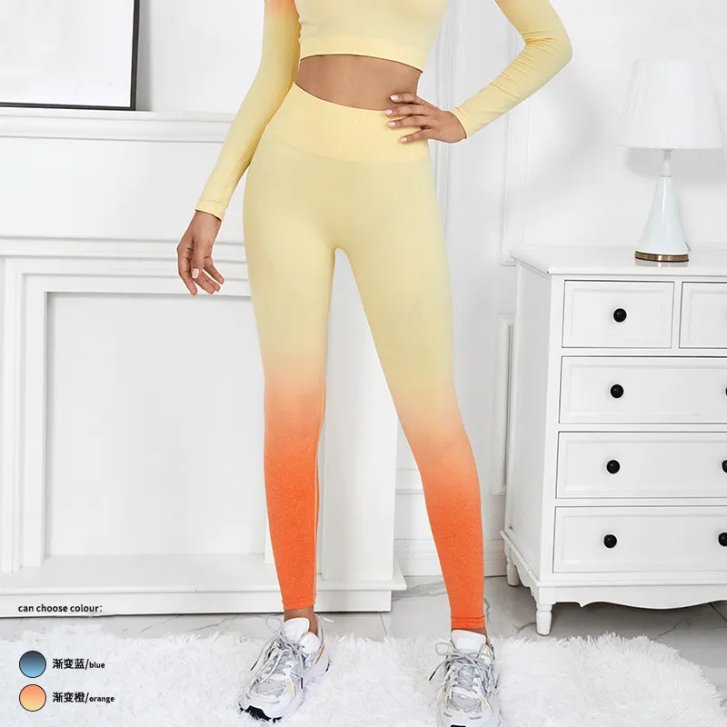 Neuankömmling Leggins für Frauen Fitness Scrunch Hintern hohe Taille Farbverlauf Muster schnell trocknende Pfirsich Hüfte Yoga Hose