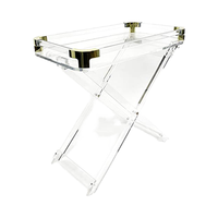 Table de service en plexiglas transparent portable Chic moderne faite à la main Table de cuisine pliable Bar Accent Tables de boisson