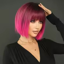 Coup de cœur : Coiffure <span class=keywords><strong>courte</strong></span> bob pour femme, style européen et américain, <span class=keywords><strong>avec</strong></span> <span class=keywords><strong>frange</strong></span> soignée, en fibre synthétique haute température, idéale pour les fêtes. - Product Image 4