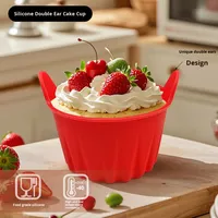 Heißluftfritteuse Backform Silikon Verdickte Backschale Eierbackform Doppelgriff-Muffinförmchen Runde Kuchenform HB-0239