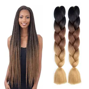 24 pollici trecce Jumbo Extension capelli sintetici Ombre treccia capelli un pezzo Afro alla rinfusa capelli uncinetto jumbo box trecce