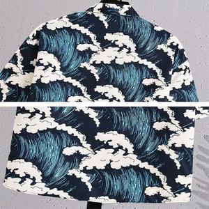 Chemise à imprimé intégral de style rétro japonais, grande taille, motif hawaïen, tendance pour les personnes en surpoids, avec fonction anti-boulochage - Product Image 5