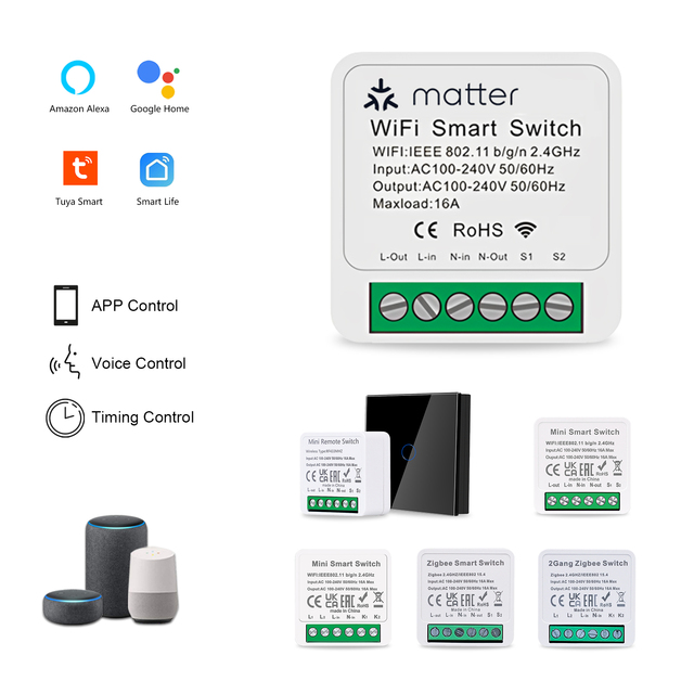 Touchmi CE/RoHS Mini Smart Home Wifi Switch Relay Module Tuya Zigbee Touch Light Switch for Smart Home System