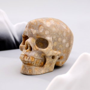 Yooperlite naturel crâne humain sculpture Sculpture 3 pouces cristal Quartz Art pièce pour Halloween décor à la maison collectionneur cadeau - Product Image 2