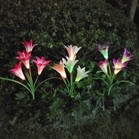 Lampe solaire LED Guangdong IP65 en forme de fleur, 4 LED, 4 têtes, type lys, pour jardin et cour