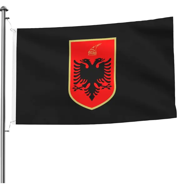 Lambang Albania 5x3 Kaki Bendera Dekoratif Taman Luar Ruangan