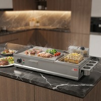 DanFuQi Plaque de cuisson électrique et friteuse professionnelle en acier inoxydable de qualité supérieure 3kw+2.5kw, équipement commercial silencieux