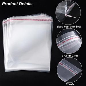 Clear Resealable Cellophane <b>Plastic</b> <b>Bags</b> 10x14 Inch Pack Of 100 For Clothing Packaging Self Sealing Dust Prevention - Product Image 3