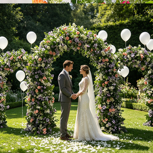Pastel Purple-Pink & Greenery Floral Arch with Side Arches <b>Artificial</b> <b>Flower</b> Set for Wedding Entrance Styling - Product Image 2