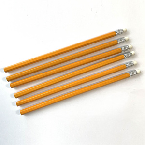 Crayon HB hexagonal jaune en bois de 7 pouces avec gomme – Lot économique essentiel pour l'écriture (filmé) - Product Image 1