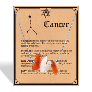 Collana con perline di cristallo <span class=keywords><strong>naturale</strong></span> irregolare con 12 segni zodiacali, gioiello con pietre preziose per l'equilibrio energetico e la guarigione, idea regalo - Product Image 3