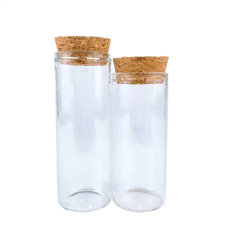 Bouteille de verre clear glass flat bottom test tube with cork stoppers for goods packaging
