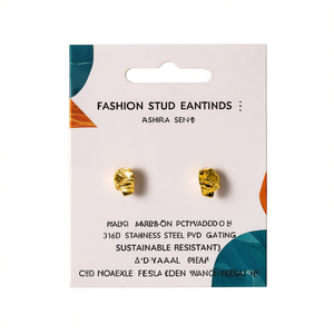 ต่างหูแฟชั่นทันสมัย สแตนเลส 316L ชุบทอง PVD ทนทาน ใช้ได้ทั้งชายและหญิง - Product Image 2
