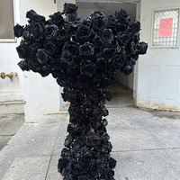 IFG usine personnalisé mariage pièce maîtresse décorations soie artificielle fleur noire coureur