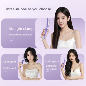 3合1多功能可互换头部矫直机喷涂头发造型熨斗，带2合1卷曲和弧形板 - Product Image 2