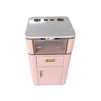 Mobilier de salon de beauté moderne avec dépoussiéreur, ensemble table et chaise de manucure en bois rose, table à ongles individuelle de luxe pour centre commercial