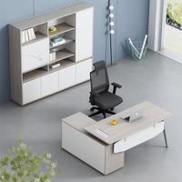 Bureau de direction en bois de haute qualité en forme de L, bureau de bureau moderne, facile à assembler, avec espace de rangement, couleur personnalisable