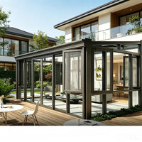 Véranda de jardin d'hiver en verre, design triangulaire en verre trempé, pour villa indépendante, résidence privée, espace de loisirs et de détente dans la cour