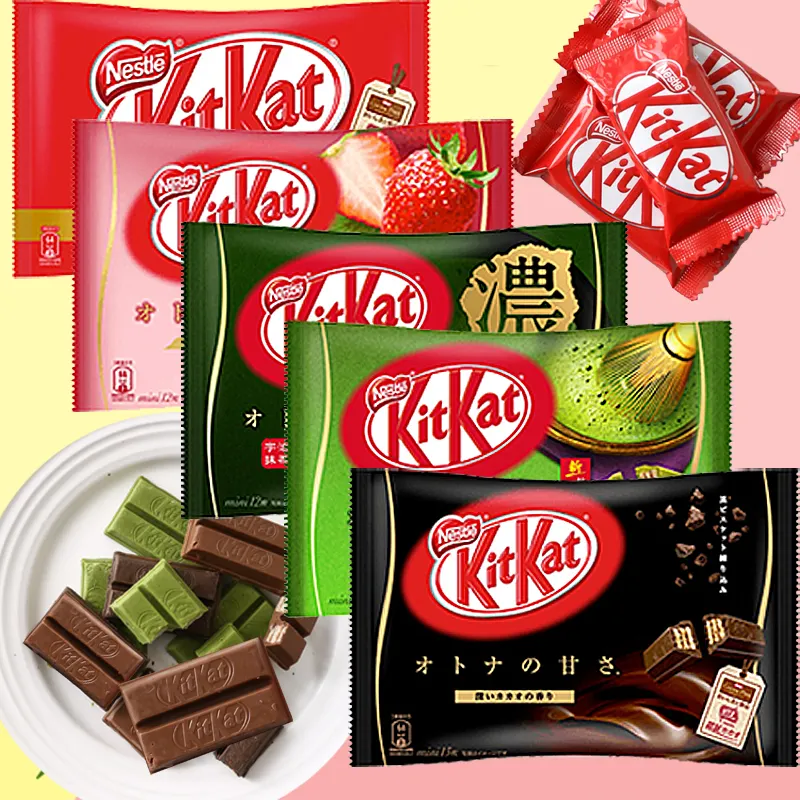 Japonya KitKat kiti Kat çikolata çilek Matcha Mini tatlılar siyah çikolata egzotik şeker aperatifler gofret bisküvi