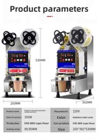 Scelleuse de gobelets en acier inoxydable personnalisée, machine de scellage intelligente entièrement automatique, compatible avec les gobelets de 90/95 mm pour le thé au lait, les jus de fruits
