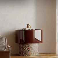 Table de Chevet Minimaliste Moderne en Bois Massif Laqué, Meuble de Rangement Intelligent LED Haut de Gamme, Mini Armoire de Rangement Préassemblée pour Appartement et Salle de Sport