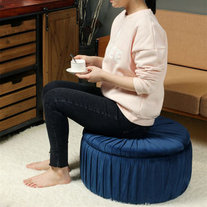 Bailey Furniture Gris Tissu Empilable Jouet Tissu Organisateur Cube Rond Ottoman Boîte De Rangement avec Couvercle - Product Image 2