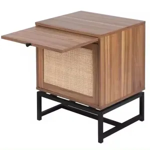 マイルストーンモダンシンプルスタイル天然木カラーベッドルームリビングルーム木製ベッドサイドテーブル