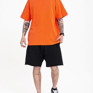 Camiseta Oversize de Manga Corta con Cuello Redondo y Hombros Caídos en Color Naranja al por Mayor - Product Image 3